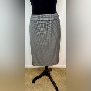 Armani Collezioni designer houndstooth wool silk preppy classic knee skirt 8 EUC
